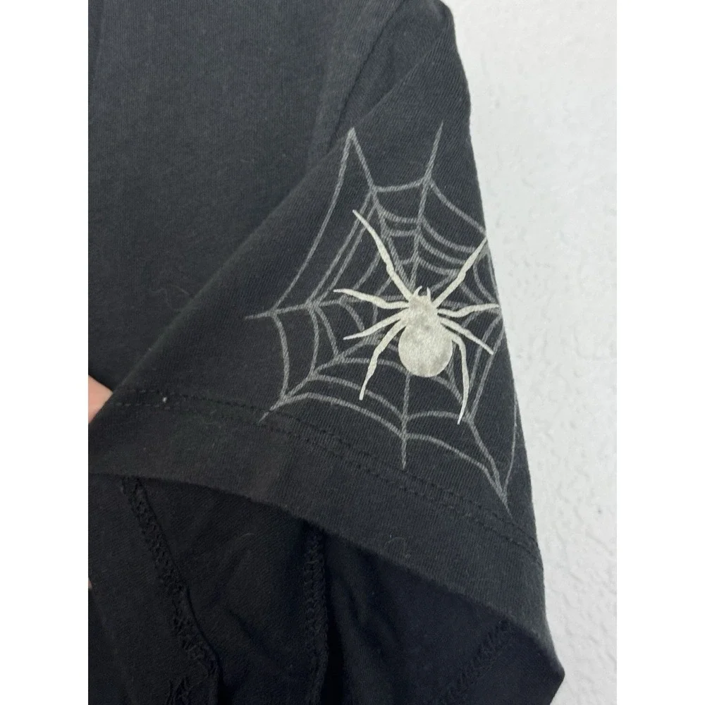 Disney Parks Rhinestone‎ Spiderweb Tee Black Halloween Gothic T-Shirt Women's L